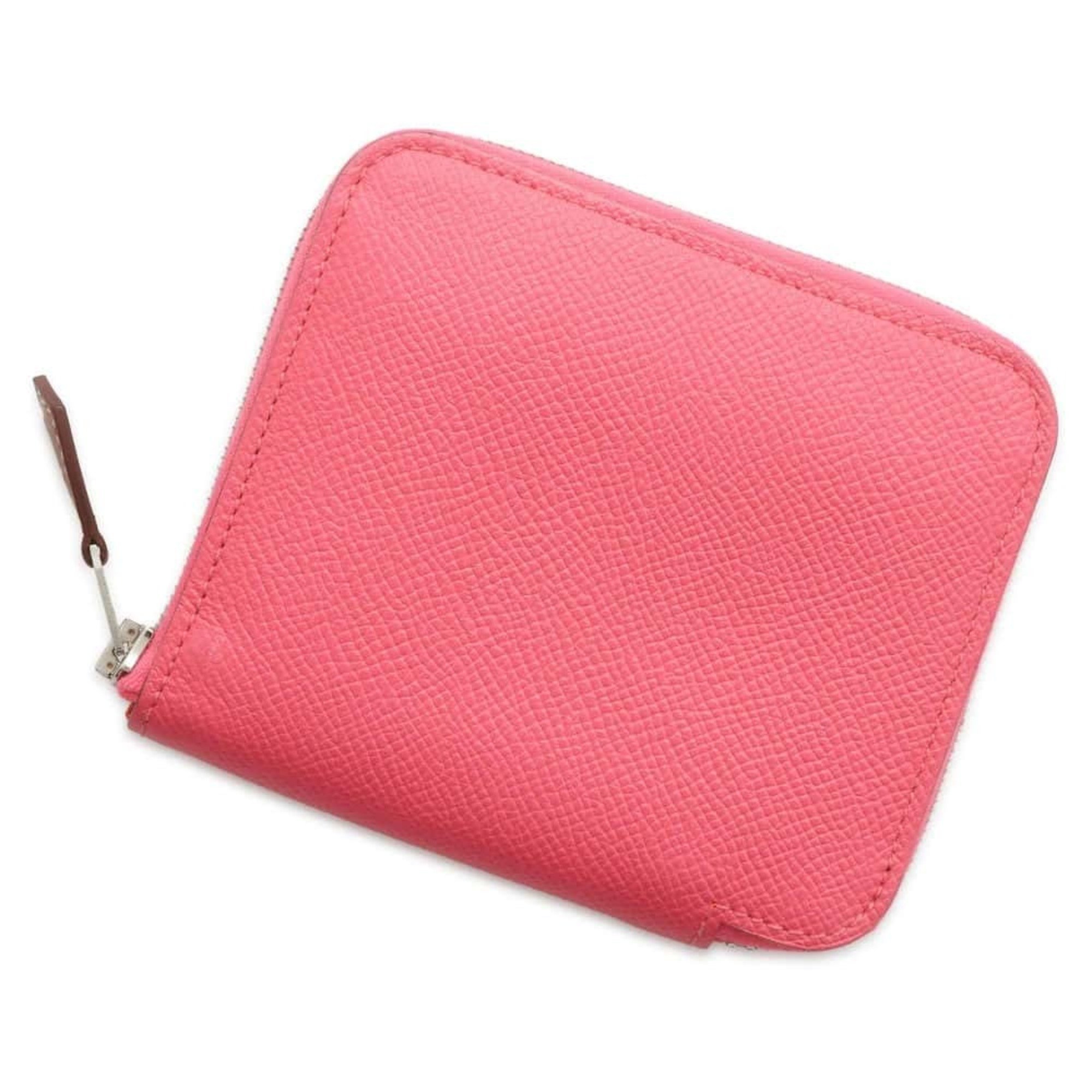 Hermes Wallet/Coin Case Azap Compact Silk In Rose Azalee Epson X Stamp