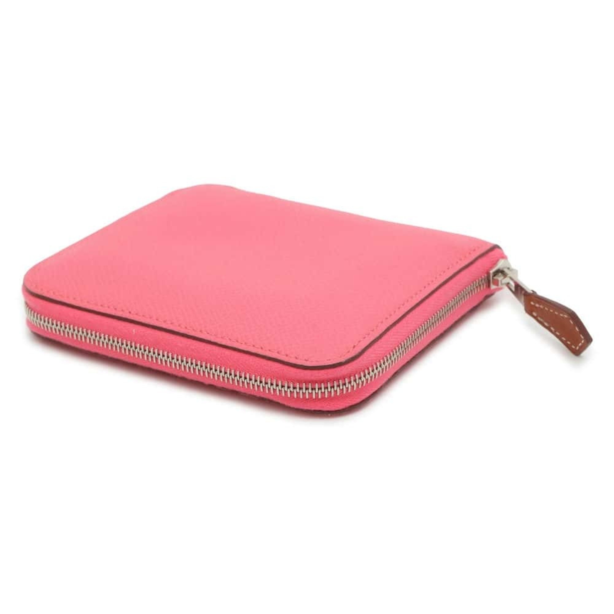 Hermes Wallet/Coin Case Azap Compact Silk In Rose Azalee Epson X Stamp