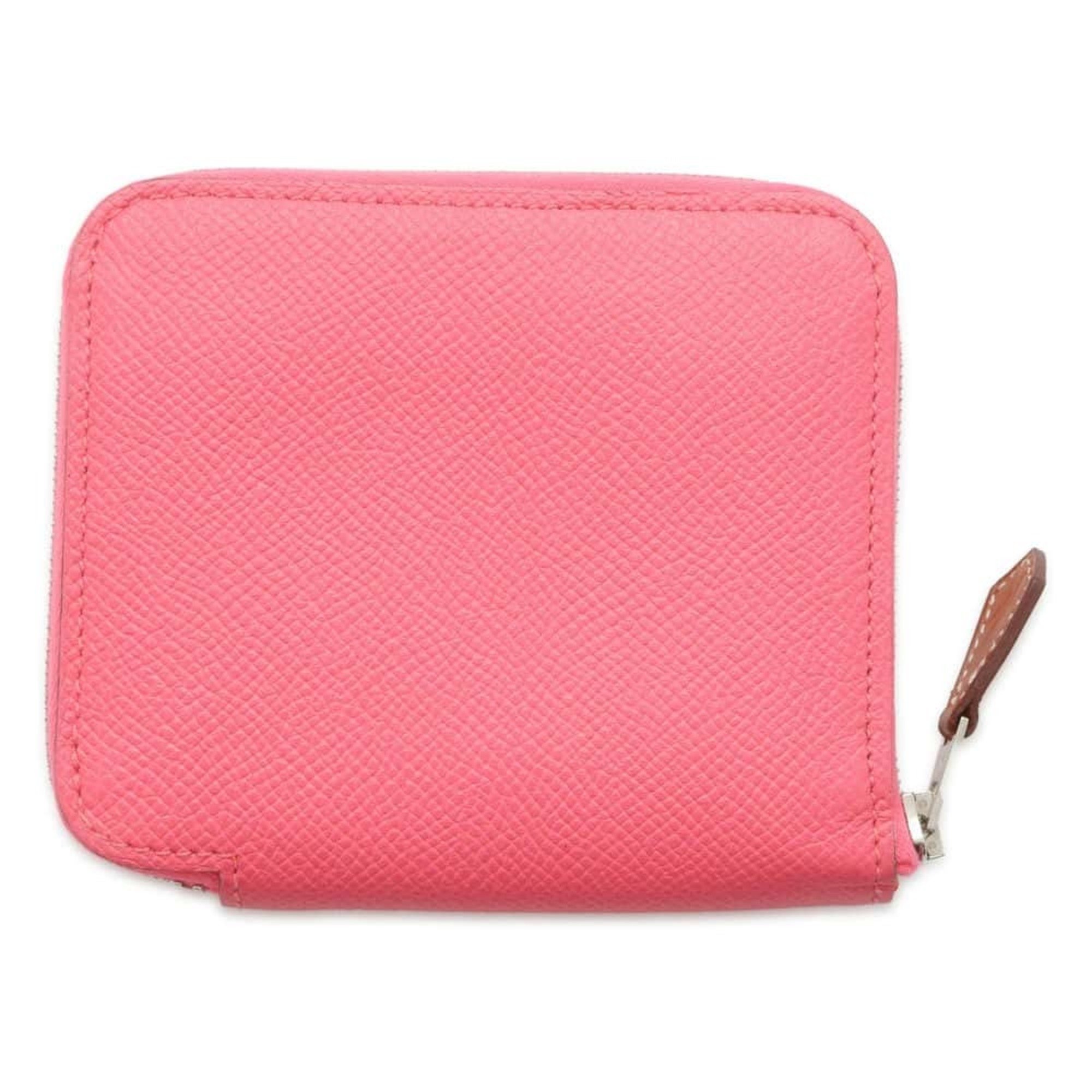 Hermes Wallet/Coin Case Azap Compact Silk In Rose Azalee Epson X Stamp