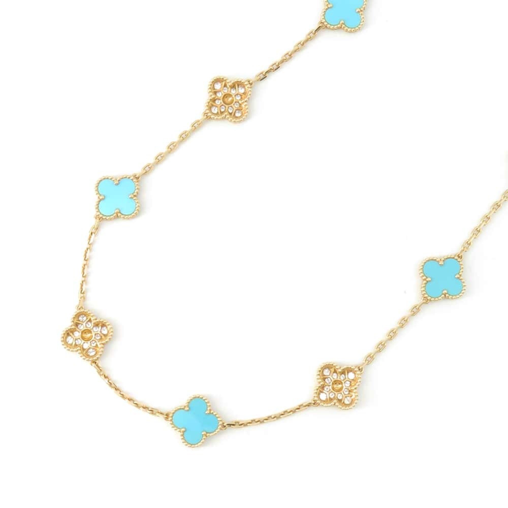 Van Cleef & Arpels Necklace Alhambra Long 20 Motifs Turquoise Diamond K18YG