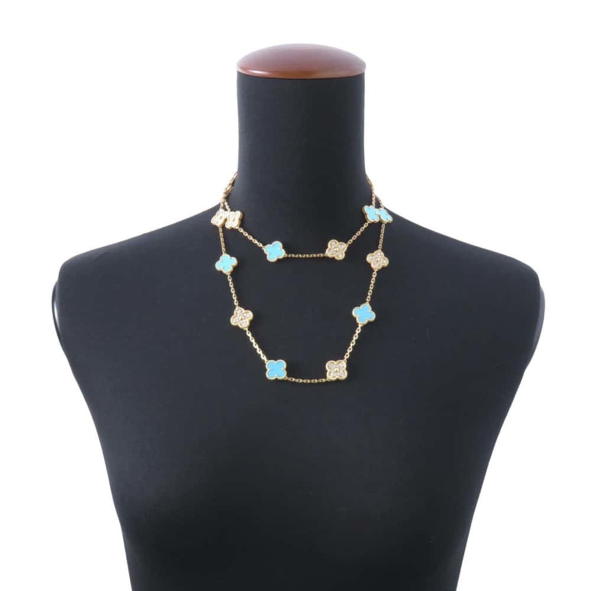 Van Cleef & Arpels Necklace Alhambra Long 20 Motifs Turquoise Diamond K18YG