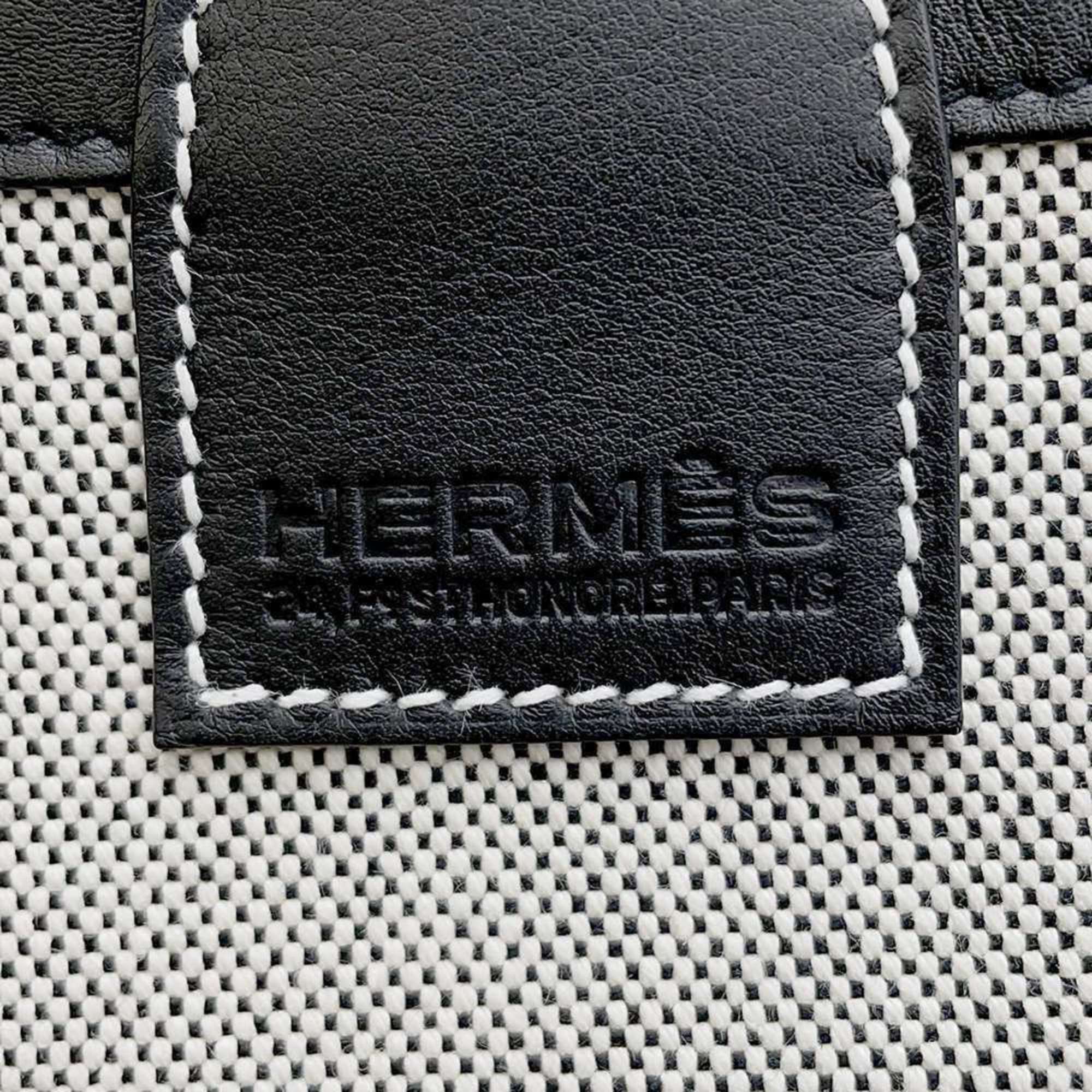 Hermes Tote Bag Steeple 25 Black Grey Toile H Swift U Stamp