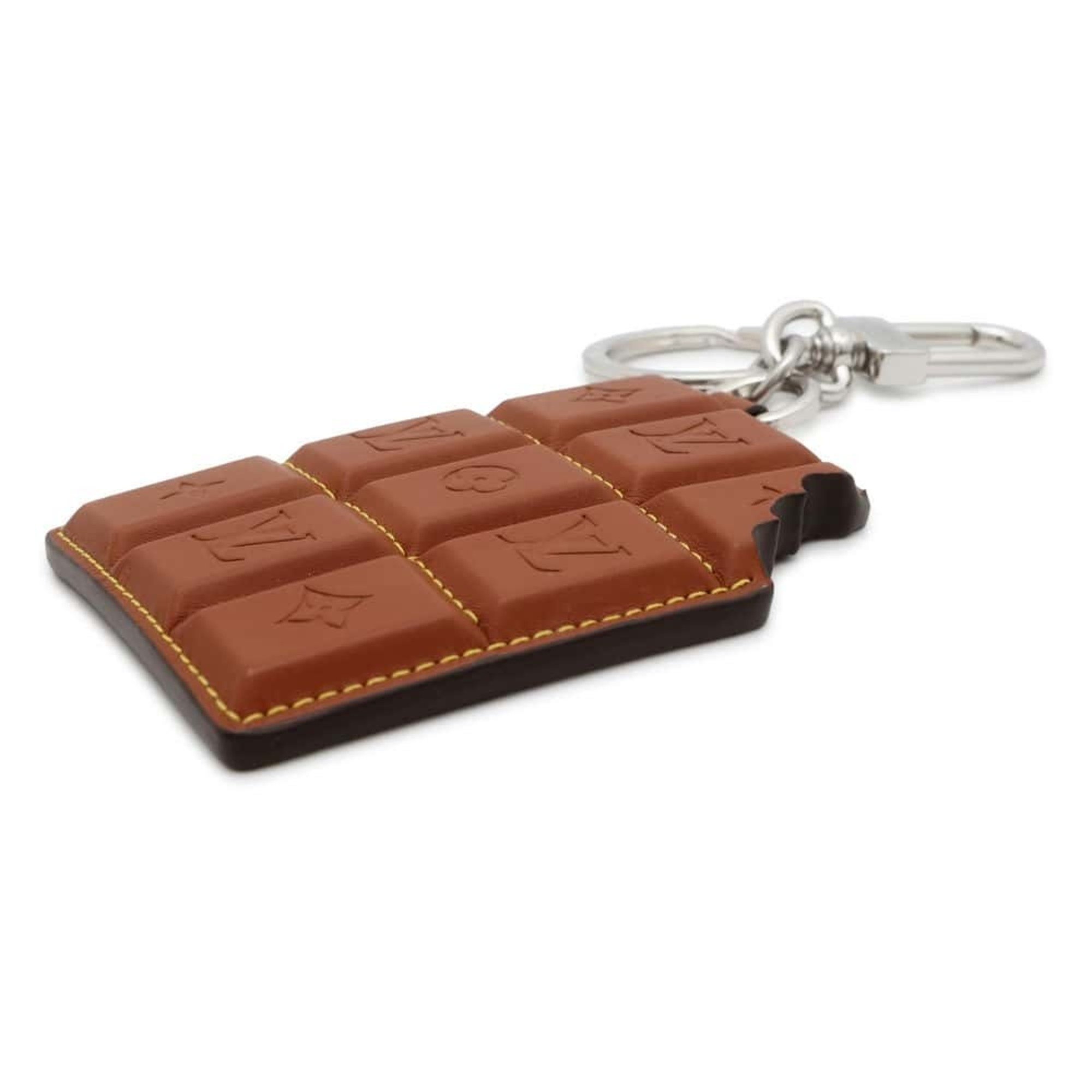 Louis Vuitton Bag Charm LV Chocolate Bar Monogram Leather M01478 Keychain