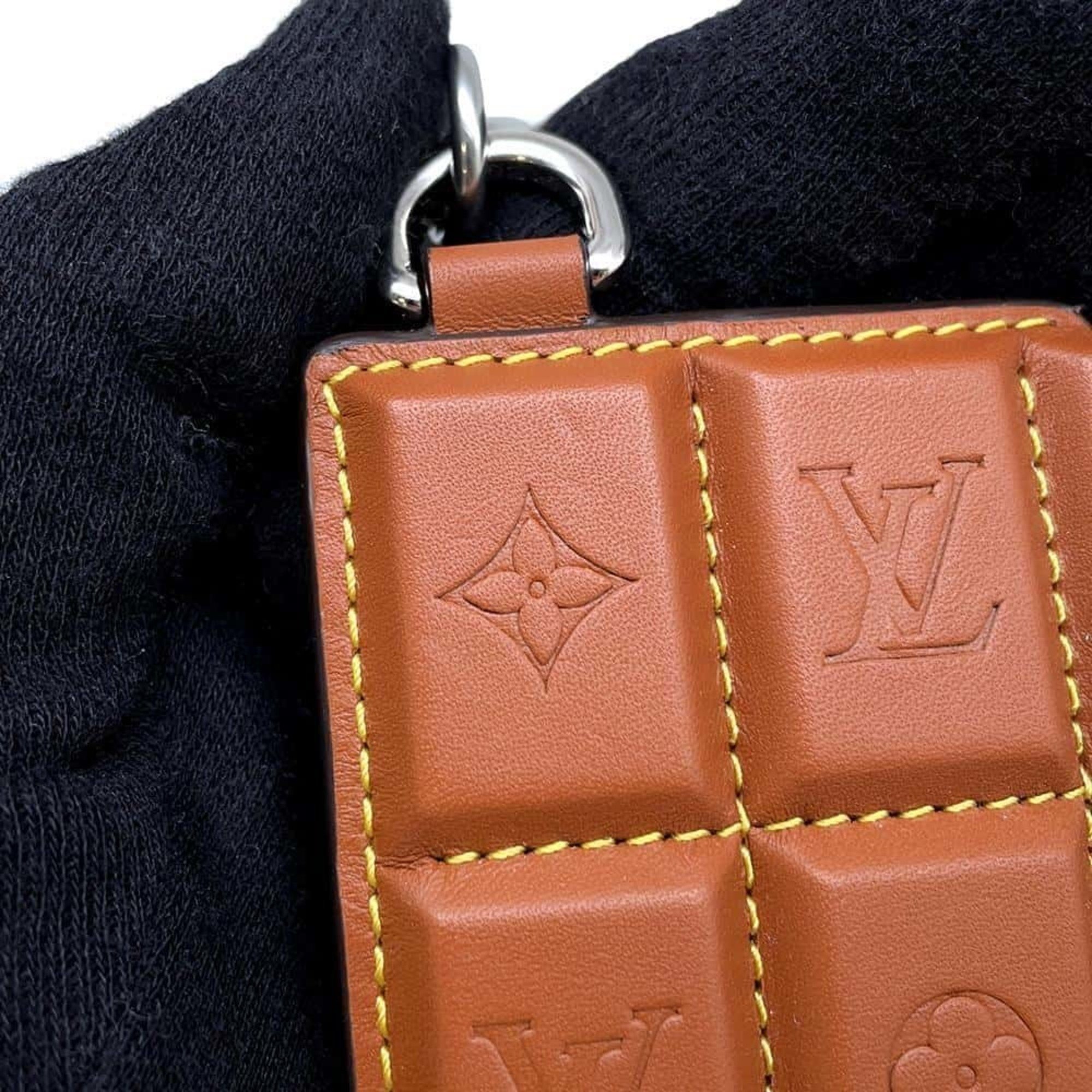 Louis Vuitton Bag Charm LV Chocolate Bar Monogram Leather M01478 Keychain