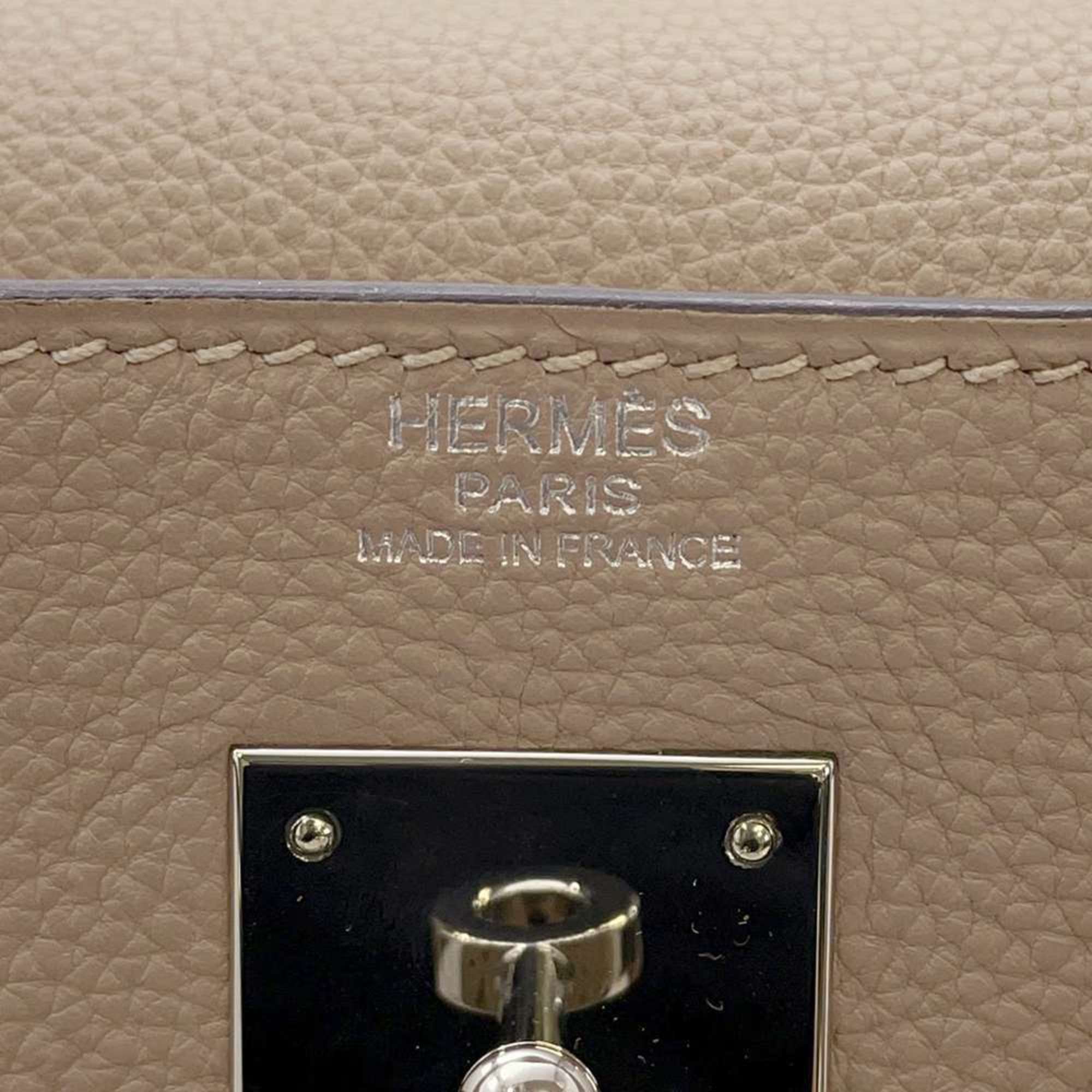 Hermes handbag Kelly 32, in-stitched, Tourtiere grey, J stamp, 2-way shoulder bag