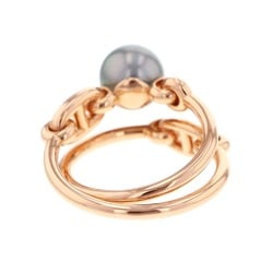 Hermes Ring Albertine Chaine d'Ancre Black Pearl Diamond K18PG Pink Gold Size 53