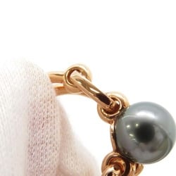 Hermes Ring Albertine Chaine d'Ancre Black Pearl Diamond K18PG Pink Gold Size 53