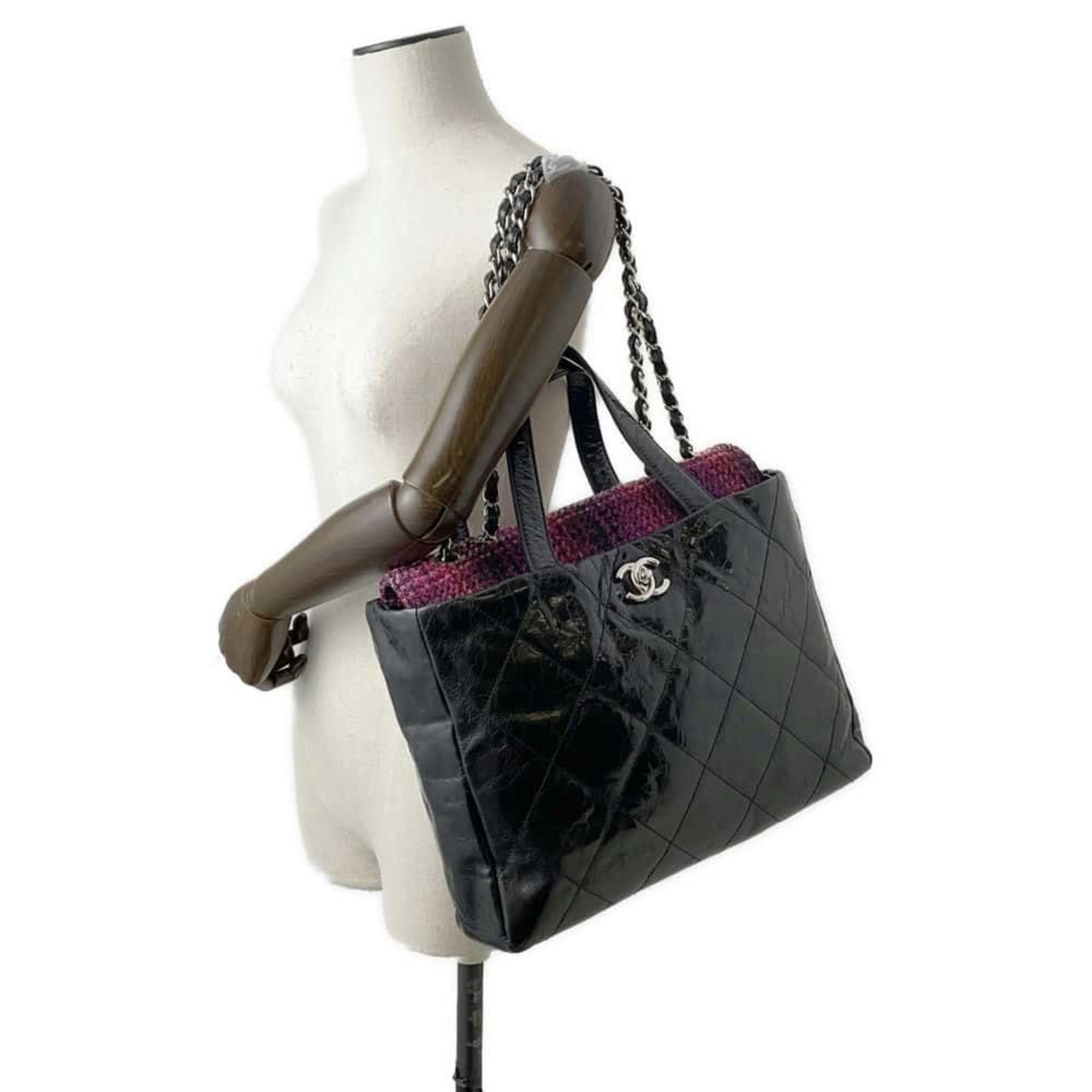 Chanel handbag, Matelasse, Coco mark, Portobello, CHANEL 2way chain tote bag, black