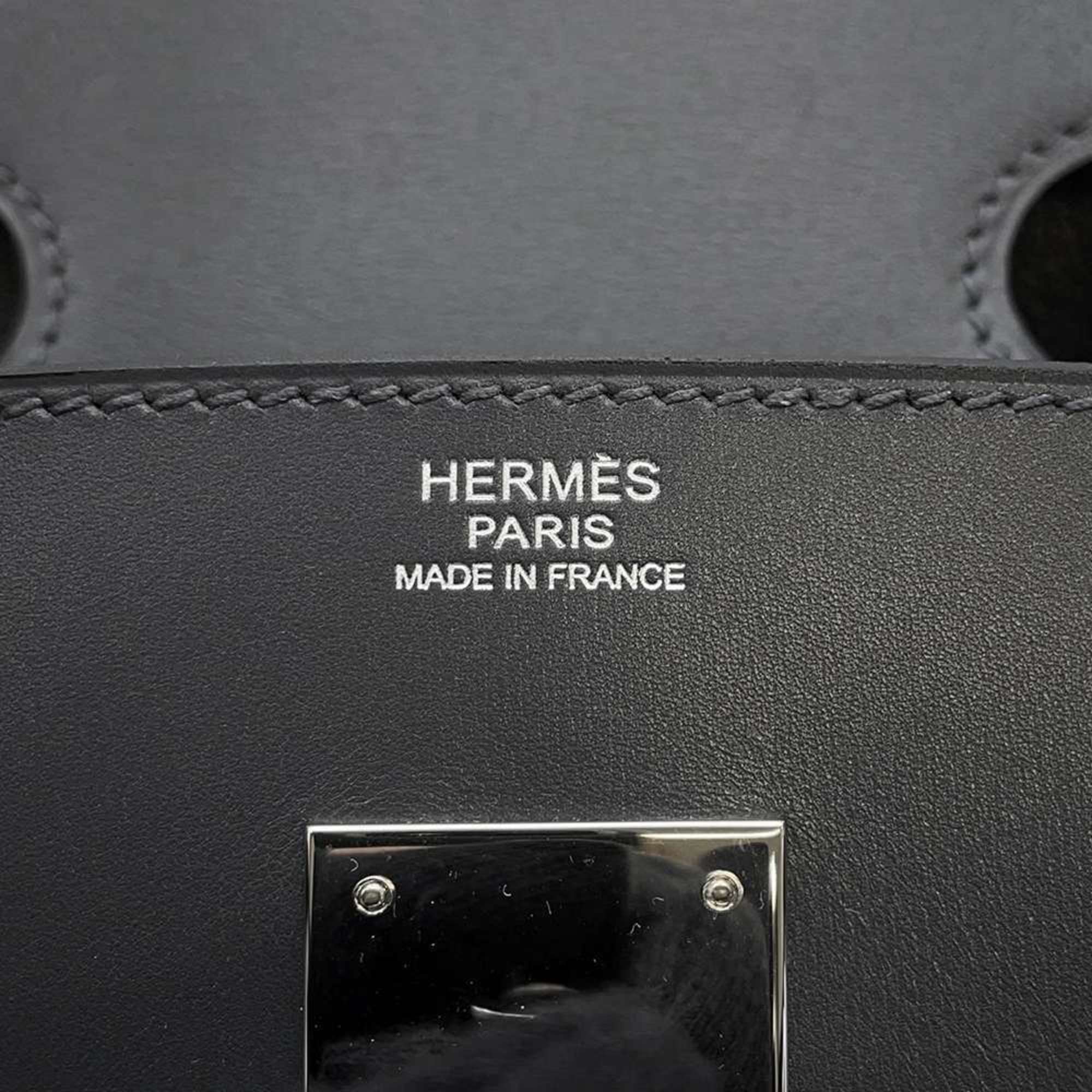 Hermes Birkin 30 Handbag Grey Ecru Toile H Box Calf K Stamp HERMES