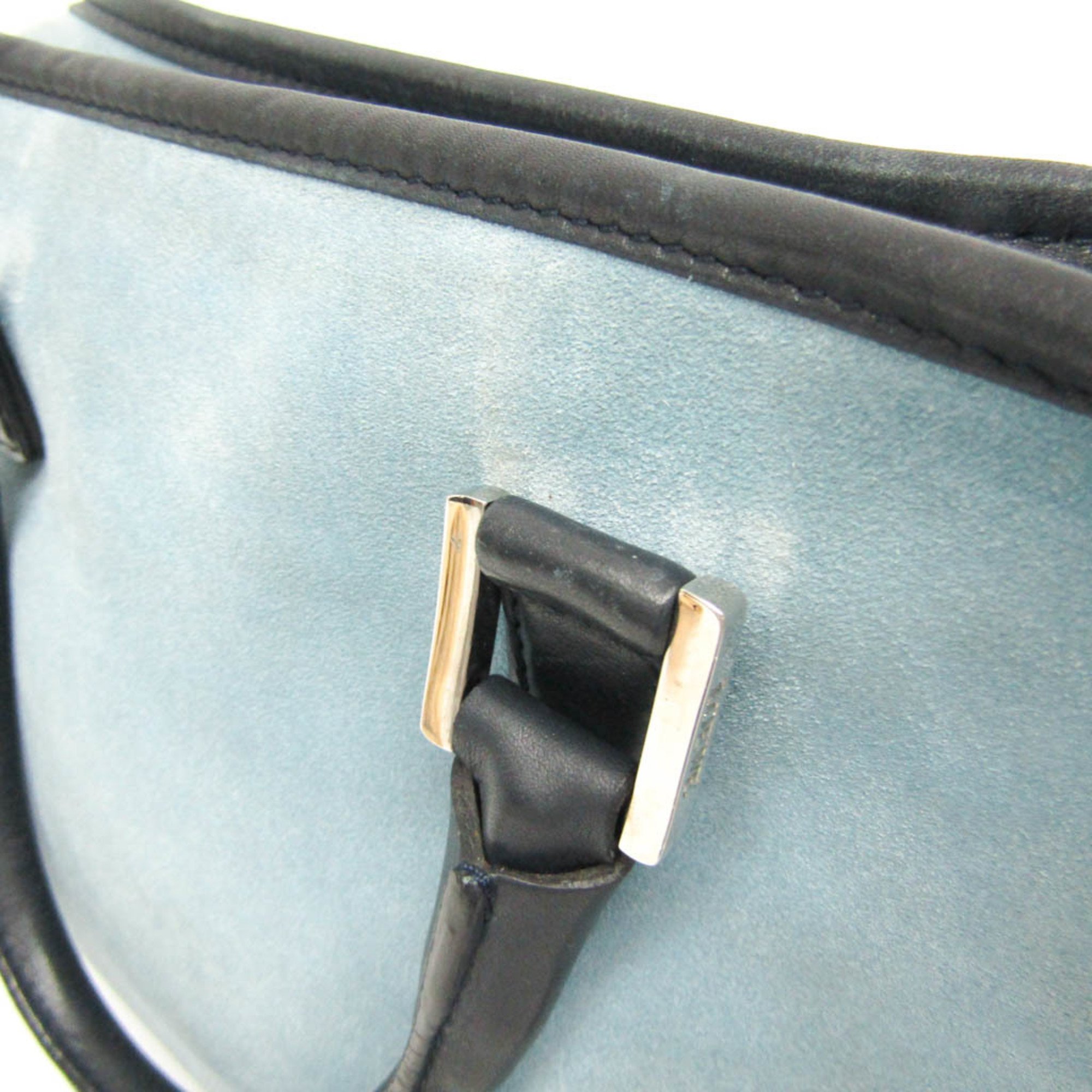 Loewe Amazona 28 Women's Suede,Leather Handbag Dark Navy,Light Blue