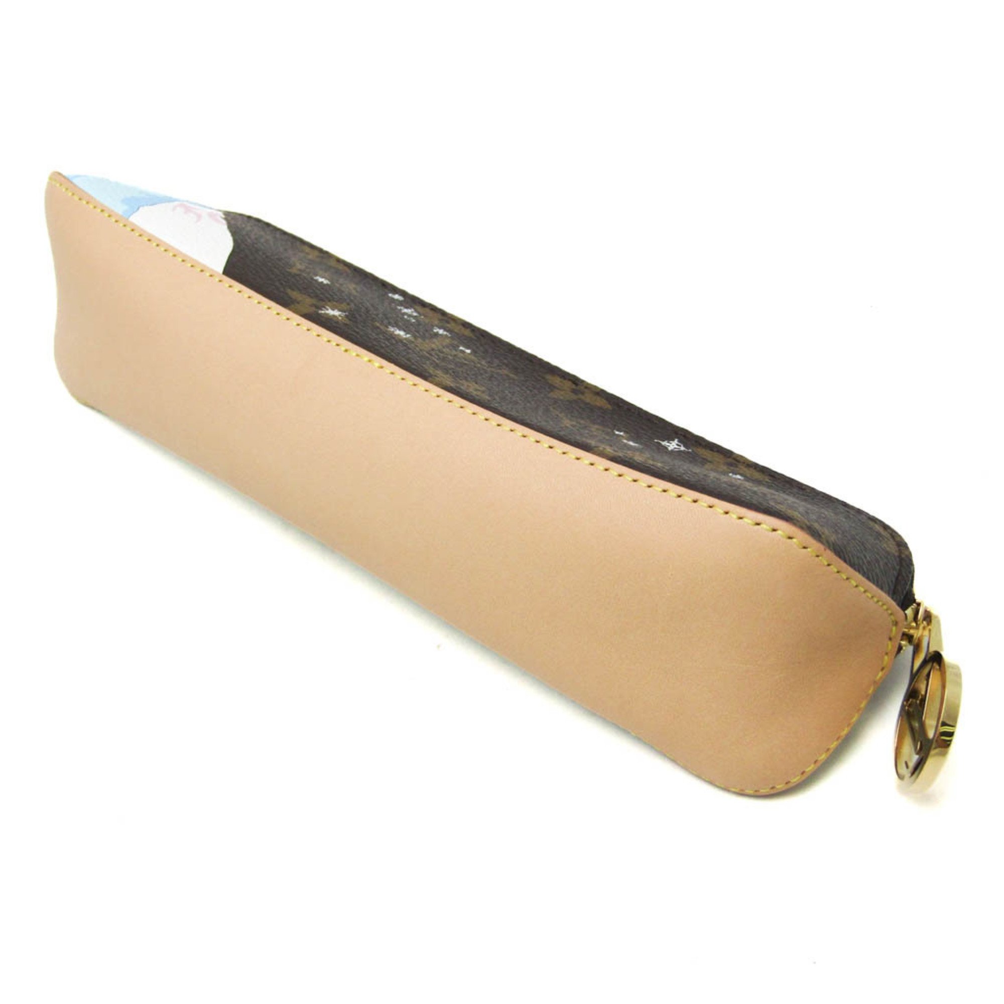 Louis Vuitton Monogram Pen Case (Brown,Multi-color) Elizabeth Pencil Pouch Ice Skating Xmas GI0947