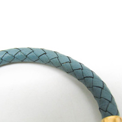 Hermes Jumbo Braiding Leather,Metal No Stone Bangle Blue,Gold