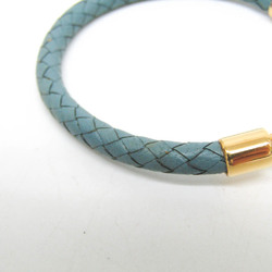 Hermes Jumbo Braiding Leather,Metal No Stone Bangle Blue,Gold