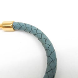 Hermes Jumbo Braiding Leather,Metal No Stone Bangle Blue,Gold