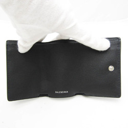 Balenciaga PAPIER Mini 391446 Men,Women Leather Wallet (tri-fold) Black