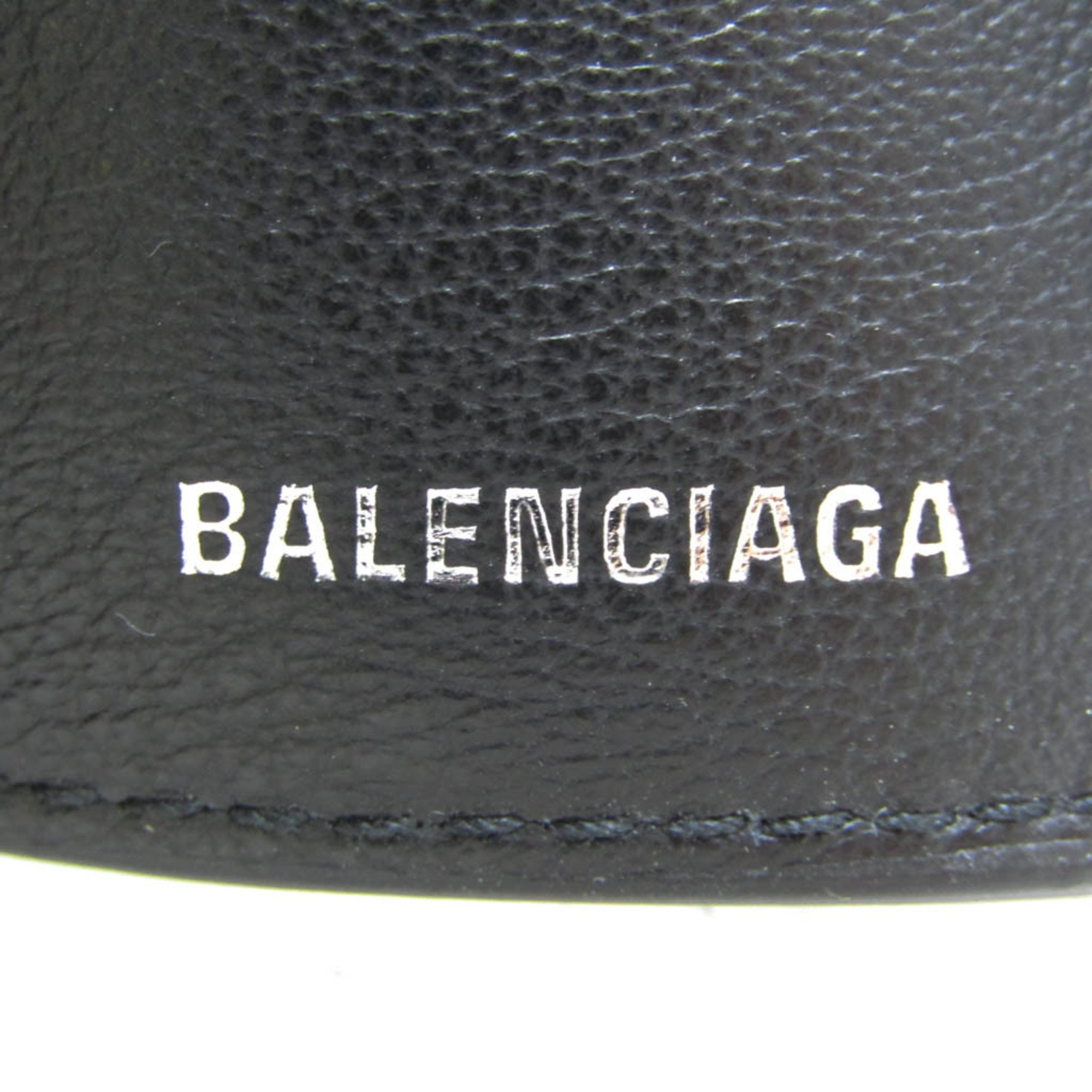 Balenciaga PAPIER Mini 391446 Men,Women Leather Wallet (tri-fold) Black