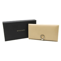 Bvlgari BAEREL Women's Leather Long Wallet (bi-fold) Light Beige