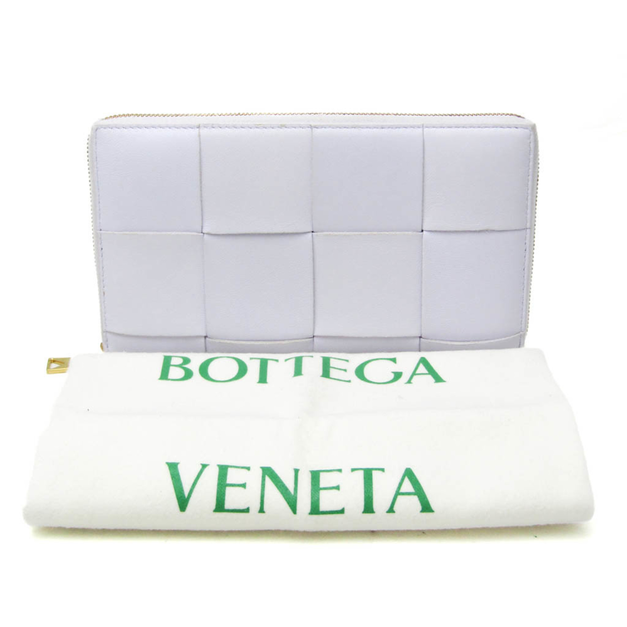 Bottega Veneta Cassette Zip Around Wallet 651368 Men,Women Leather Long Wallet (bi-fold) Light Purple