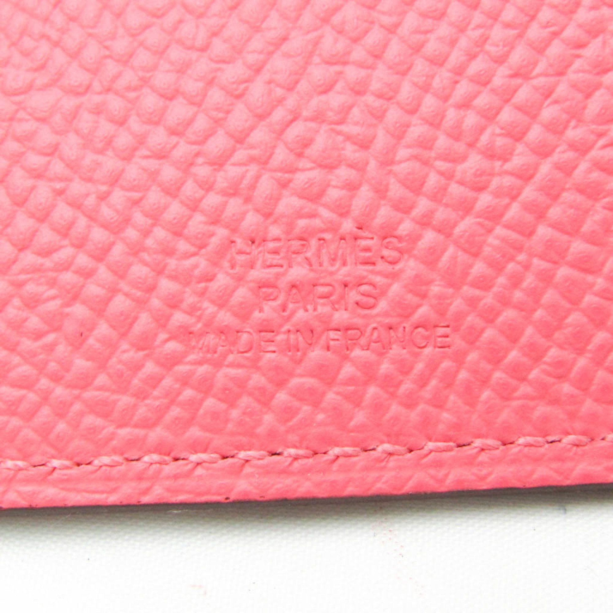 Hermes Tarmac PM Epsom Leather Passport Cover Rose Azalee