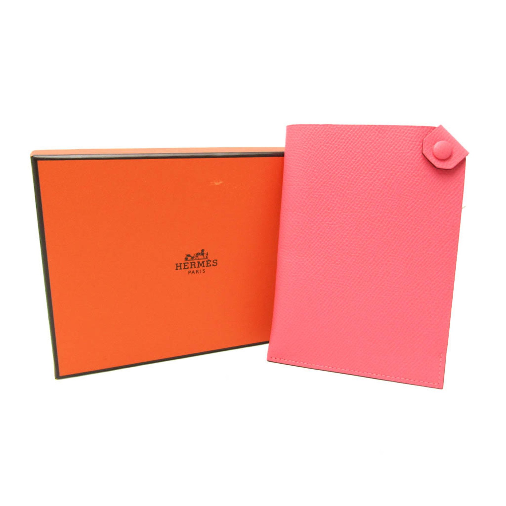 Hermes Tarmac PM Epsom Leather Passport Cover Rose Azalee