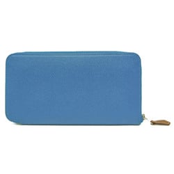 Hermes Azap Silk In Long Men,Women Epsom Leather Long Wallet (bi-fold) Blue