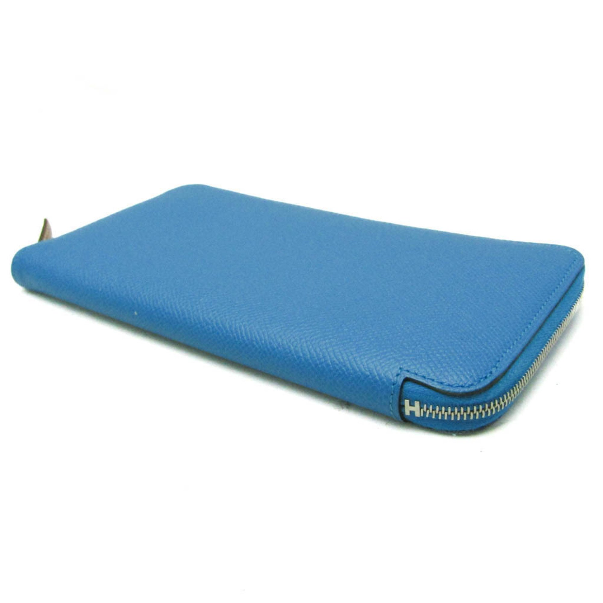 Hermes Azap Silk In Long Men,Women Epsom Leather Long Wallet (bi-fold) Blue