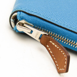 Hermes Azap Silk In Long Men,Women Epsom Leather Long Wallet (bi-fold) Blue