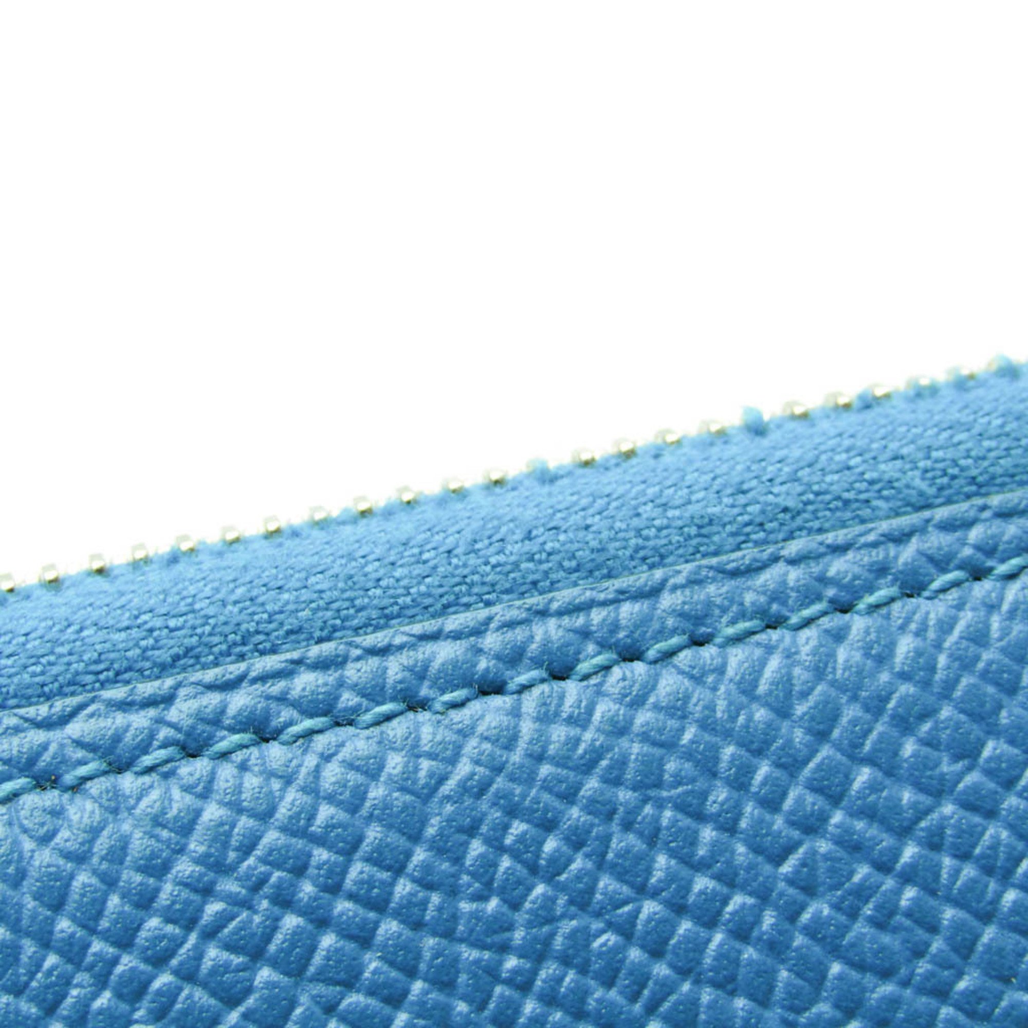 Hermes Azap Silk In Long Men,Women Epsom Leather Long Wallet (bi-fold) Blue