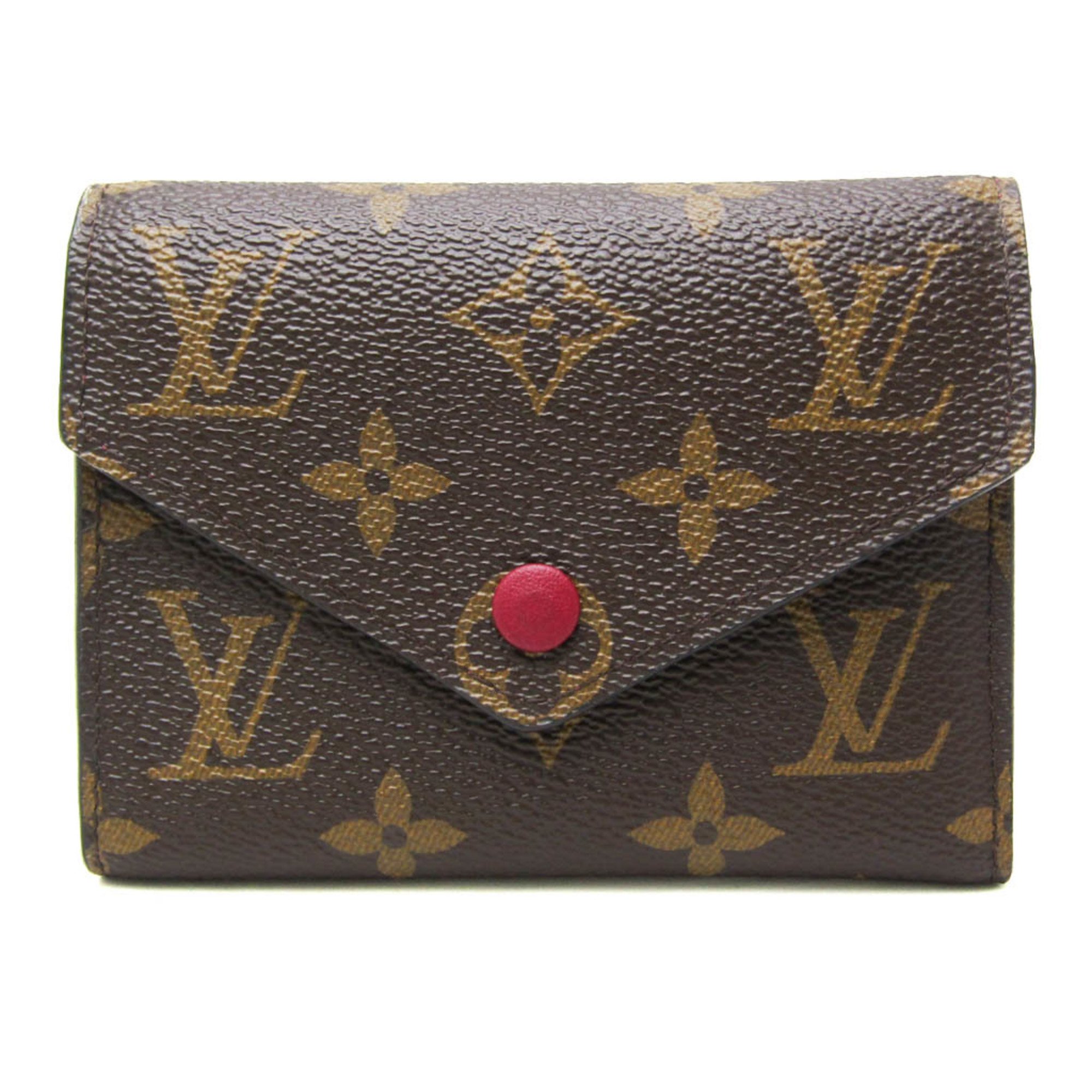 Louis Vuitton Monogram Victorine Wallet M41938 Women's Monogram Wallet (tri-fold) Fuchsia,Monogram