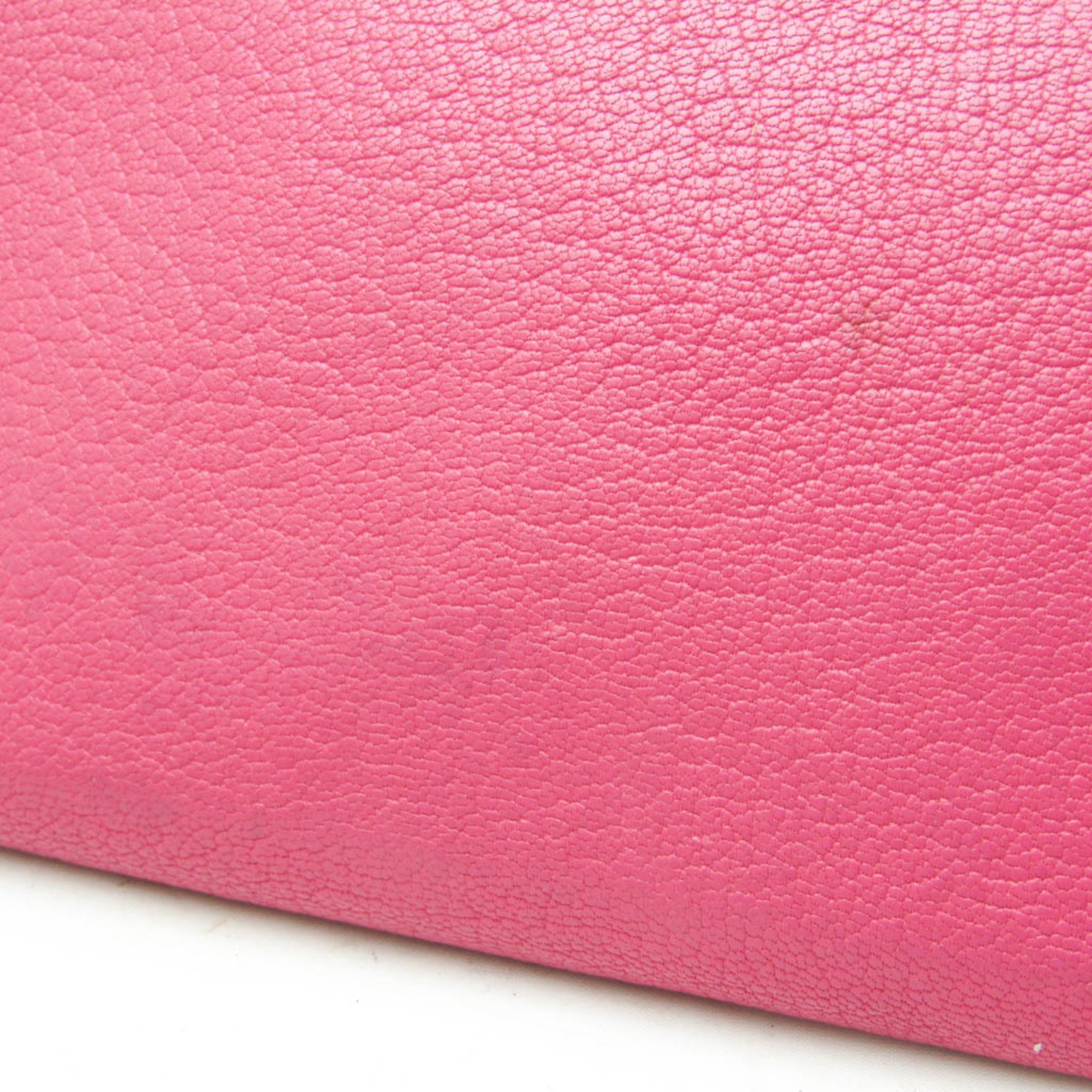 Hermes Azap Long Chevre Women's Chevre Leather Long Wallet (bi-fold) Pink,Rose Shocking