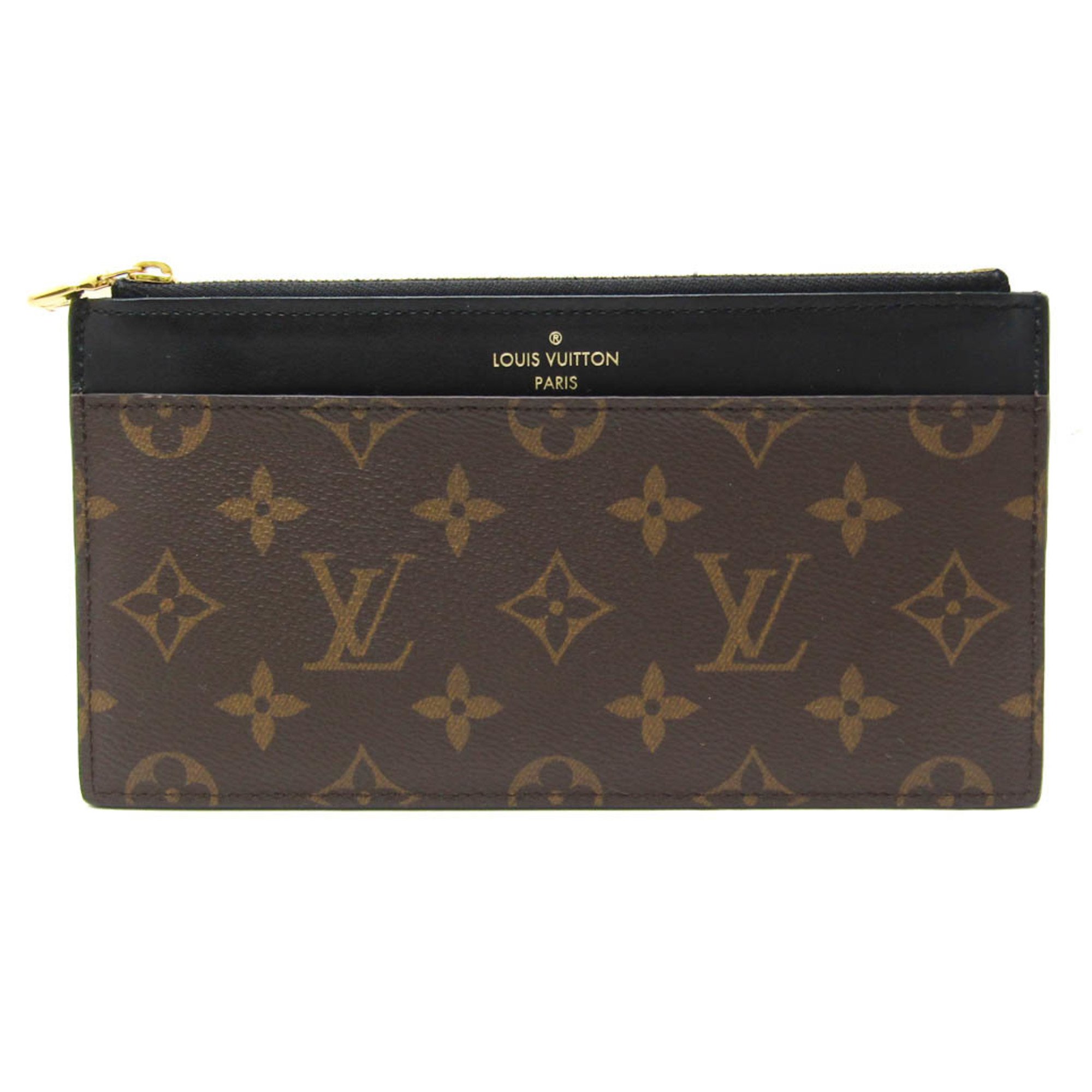 Louis Vuitton Monogram Macassar Slim Purse M80348 Men's Monogram Card Wallet Monogram,Noir