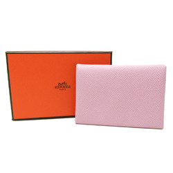 Hermes Calvi Duo Epsom Leather Card Case Pink