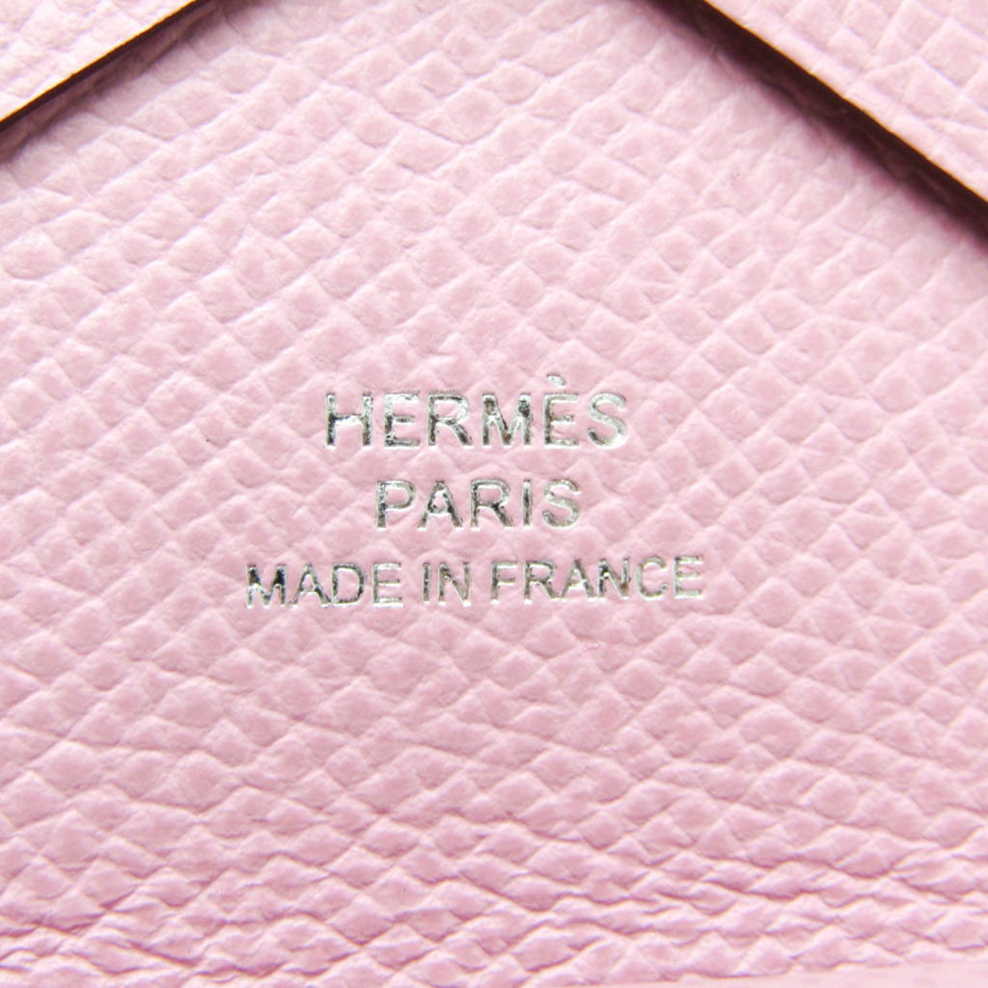 Hermes Calvi Duo Epsom Leather Card Case Pink