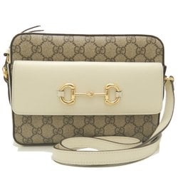 GUCCI Small Shoulder Bag 645454 Horsebit GG Supreme Canvas x Leather Ivory Beige 252172