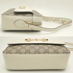 GUCCI Small Shoulder Bag 645454 Horsebit GG Supreme Canvas x Leather Ivory Beige 252172