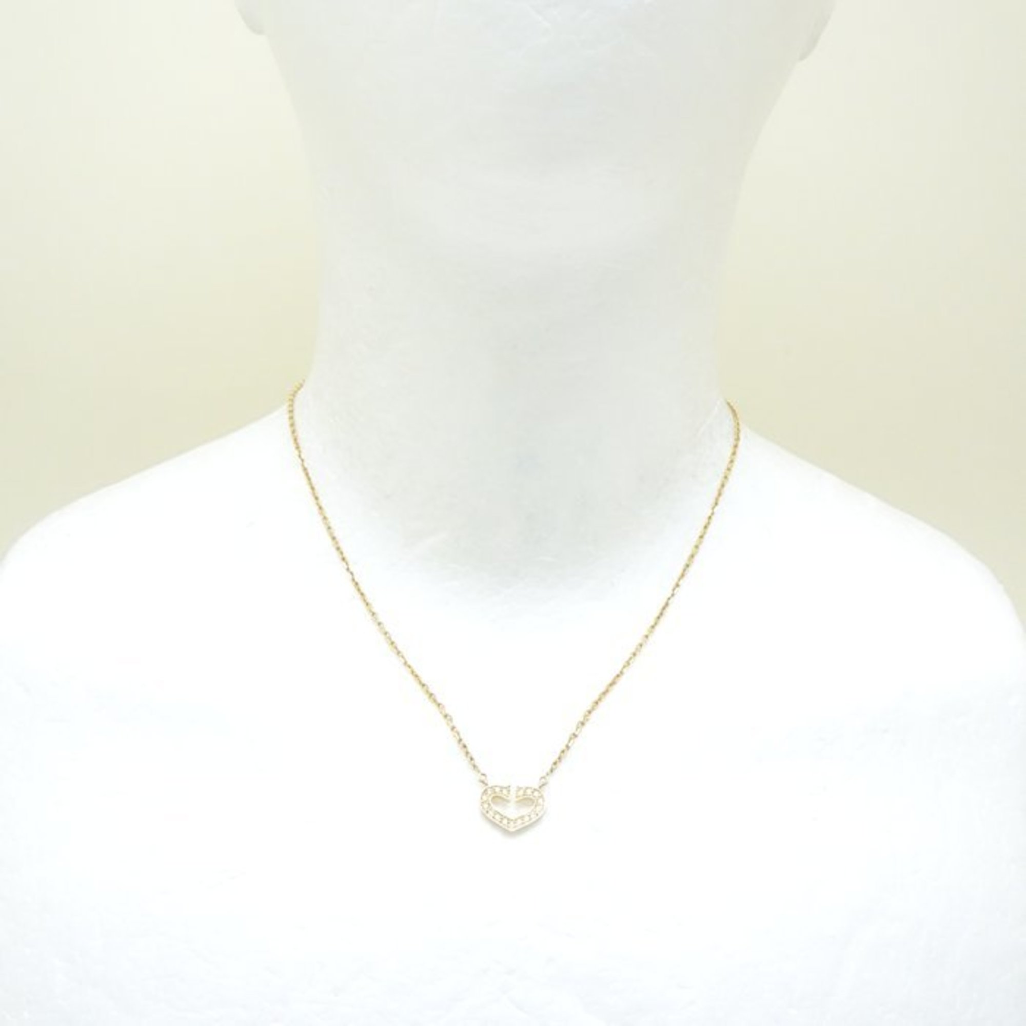 CARTIER C Heart Diamond Necklace B7008200 K18YG Yellow Gold 292474