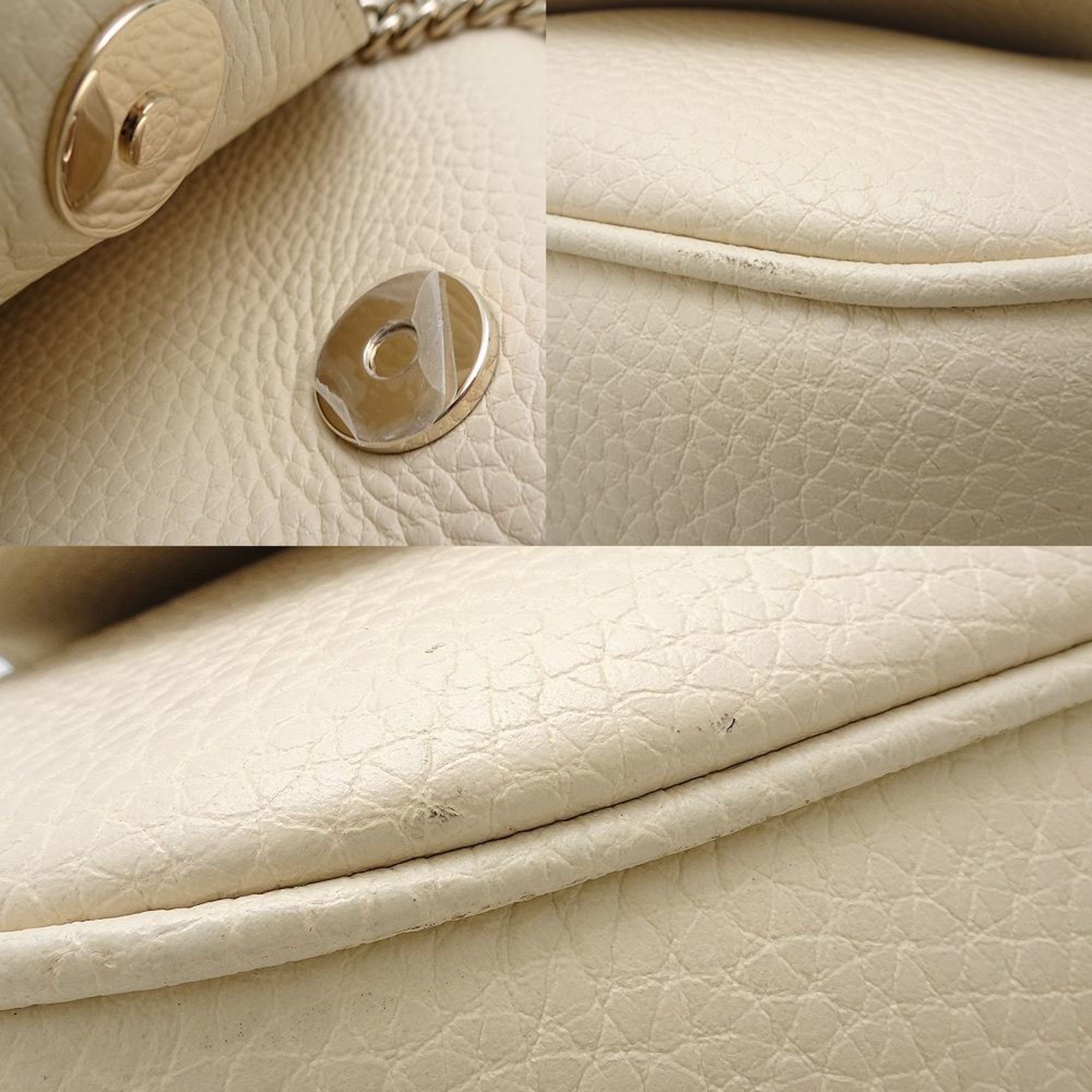 GUCCI Soho Chain Shoulder Bag 536224 Interlocking Leather Ivory Outlet 351728