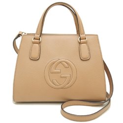 GUCCI Soho 607722 Handbag Interlocking G Leather Beige Outlet 252138