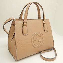 GUCCI Soho 607722 Handbag Interlocking G Leather Beige Outlet 252138