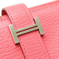 Hermes Bearn Bearn Souffle 039078CKU5 Women's Chevre Leather Long Wallet (bi-fold) Pink