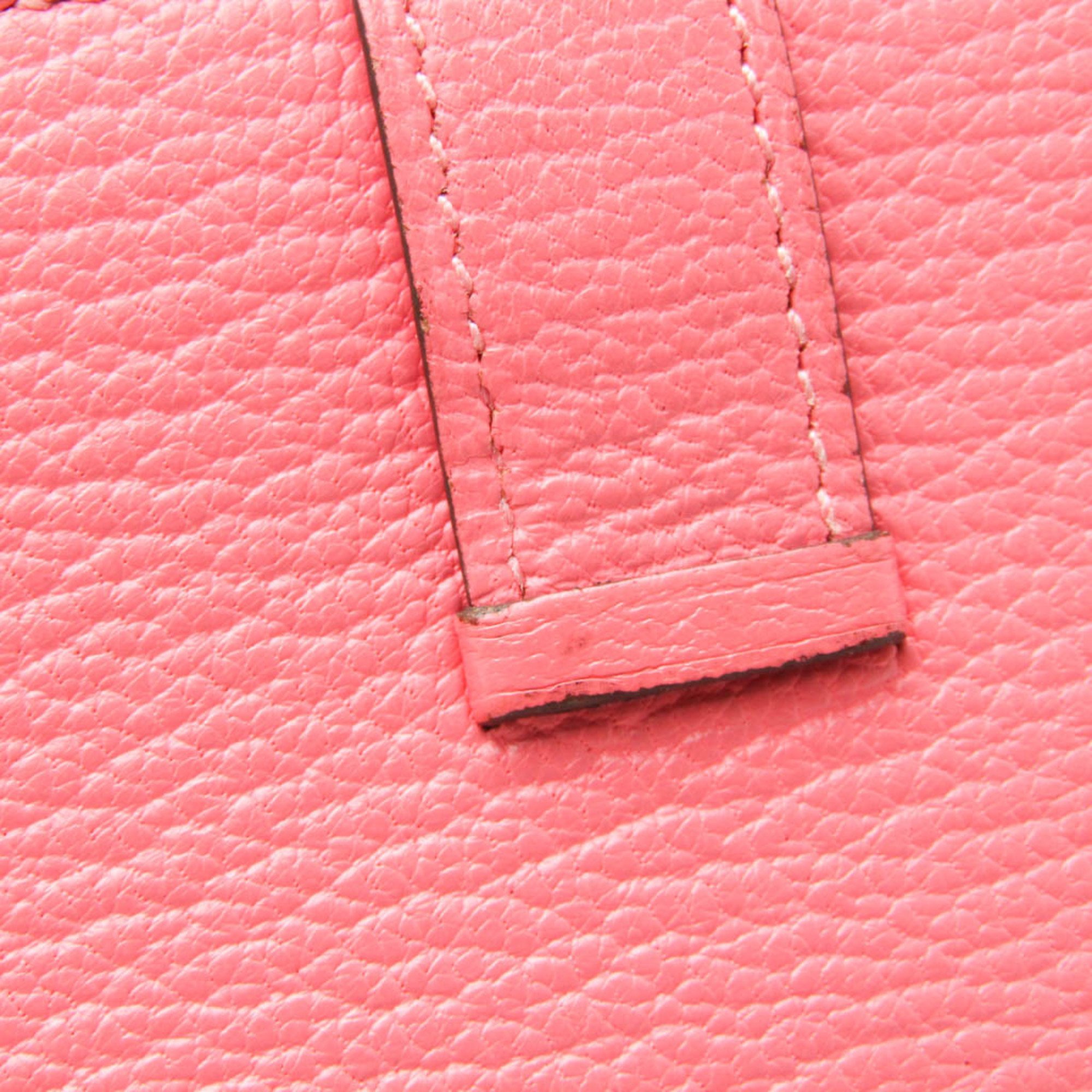 Hermes Bearn Bearn Souffle 039078CKU5 Women's Chevre Leather Long Wallet (bi-fold) Pink