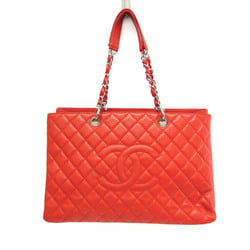 Chanel Matelasse Chain Shoulder Tote Women's Caviar Leather Tote Bag Orange