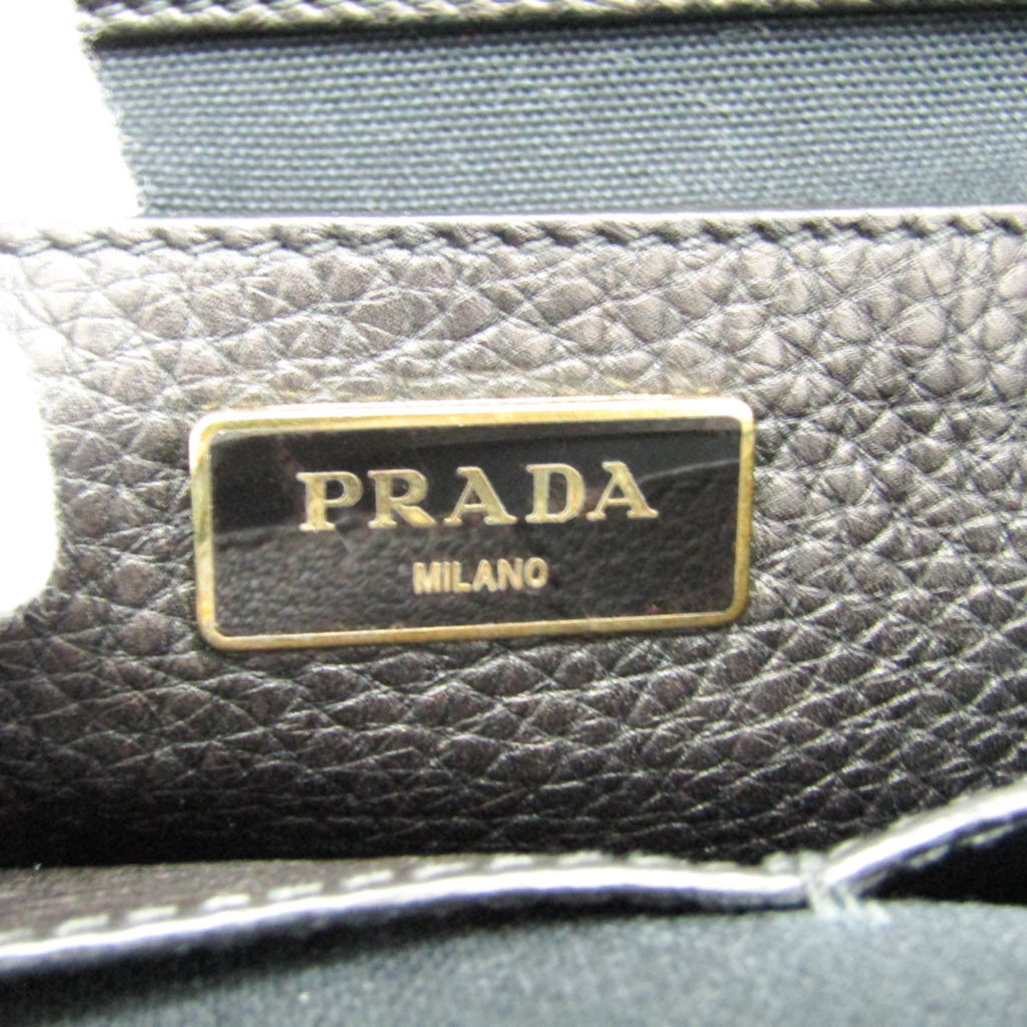 Prada Women's Leather Shoulder Bag,Tote Bag Black