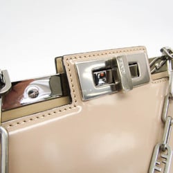 Fendi Peekaboo Cut Medium 8BN340 Women's Leather Shoulder Bag Light Beige