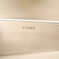 Fendi Peekaboo Cut Medium 8BN340 Women's Leather Shoulder Bag Light Beige