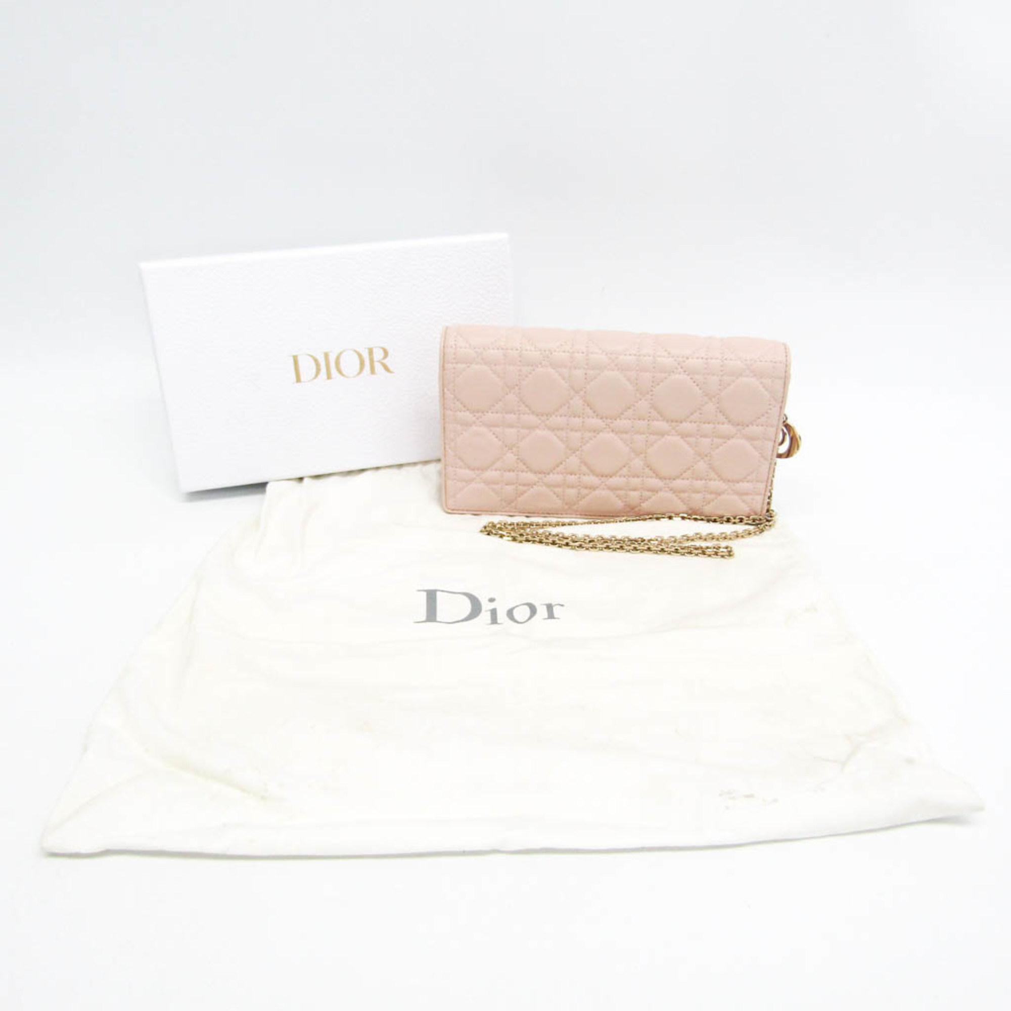 Christian Dior Cannage/Lady Dior Women's Leather Pouch,Shoulder Bag Baby Pink