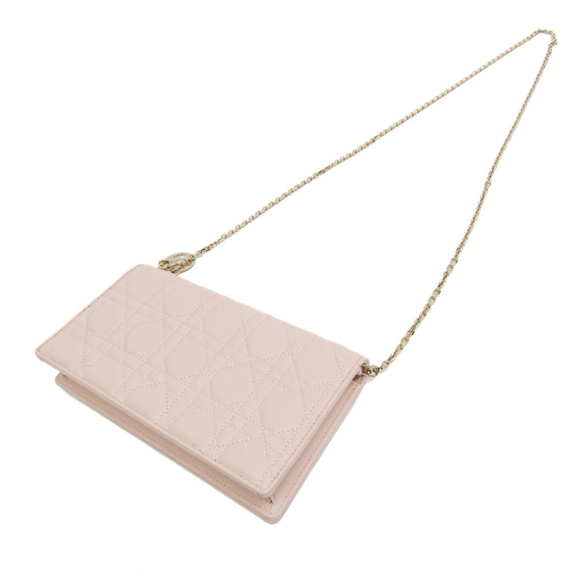 Christian Dior Cannage/Lady Dior Women's Leather Pouch,Shoulder Bag Baby Pink