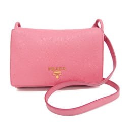 Prada VIT.DAINO 1BH031 Women's Leather Shoulder Bag Pink