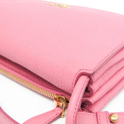 Prada VIT.DAINO 1BH031 Women's Leather Shoulder Bag Pink