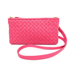 Bottega Veneta Intrecciato Mini Shoulder Pouch Women's Leather Pouch,Shoulder Bag Pink